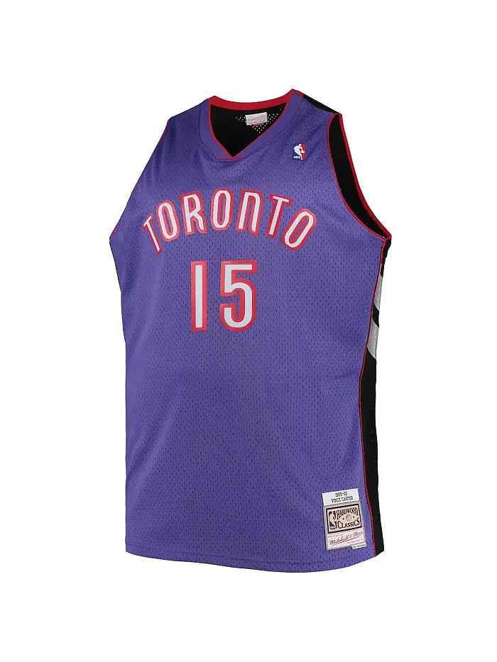 Мужская джерси Vince Carter Purple Toronto Raptors Big and Tall Hardwood Classics Swingman Mitchell — изображение 3 из 3