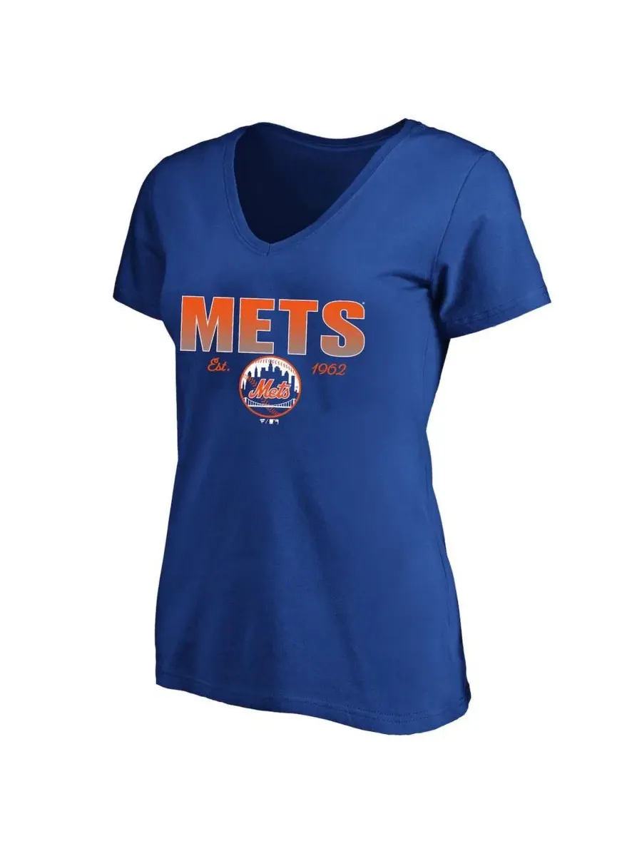 Футболка с V-образным вырезом New York Mets Plus Size Wordmark Fanatics — изображение 1 из 1, королевский