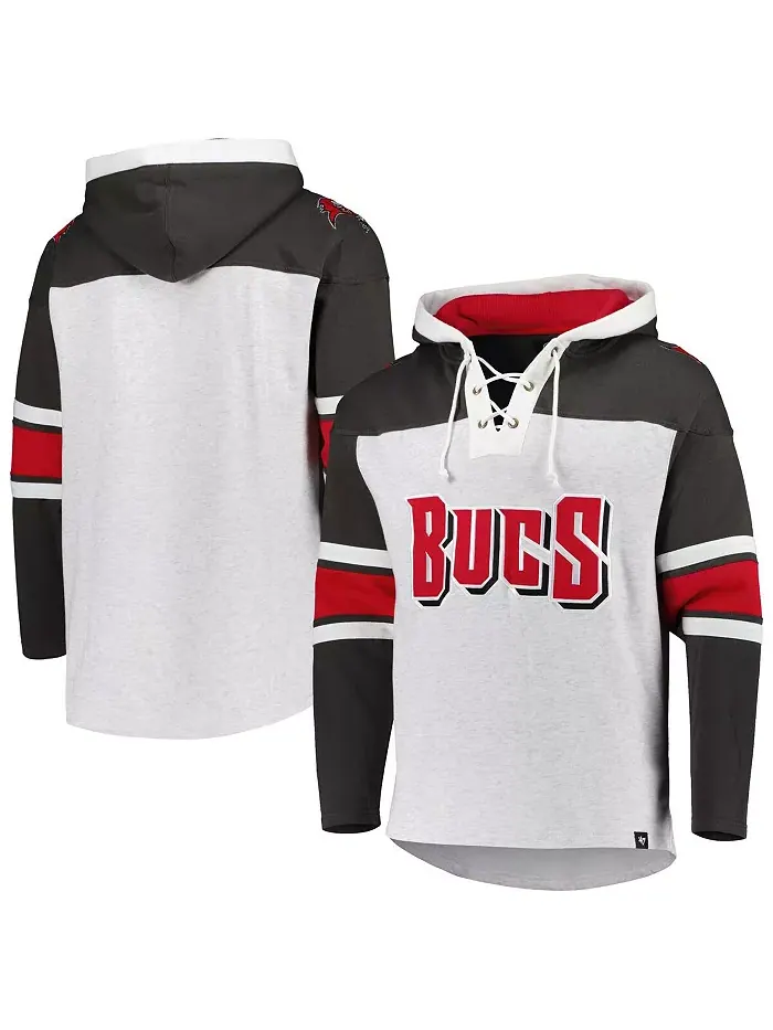 Мужская серая худи с принтом Tampa Bay Buccaneers Gridiron на молнии '47 Brand — изображение 1 из 3