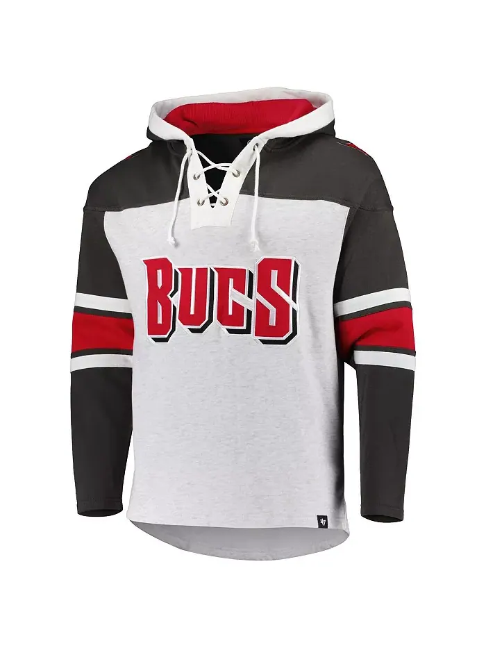 Мужская серая худи с принтом Tampa Bay Buccaneers Gridiron на молнии '47 Brand — изображение 3 из 3