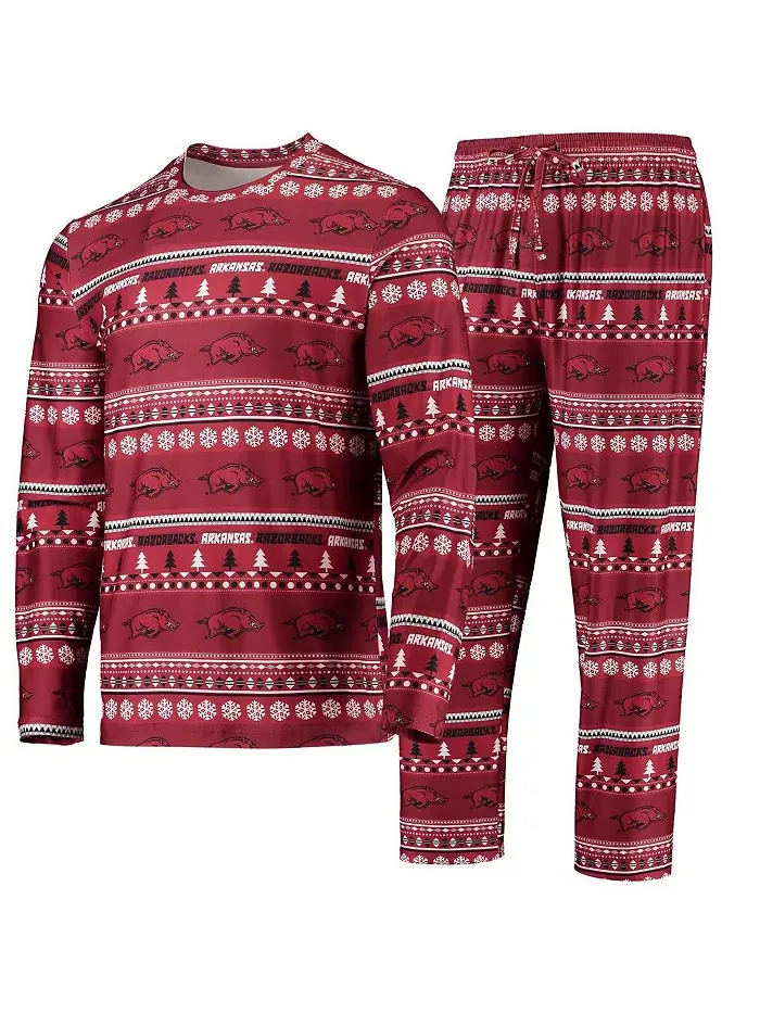 Мужской комплект для сна Arkansas Razorbacks Cardinal "Ugly Sweater" с длинным рукавом: футболка и — изображение 1 из 4
