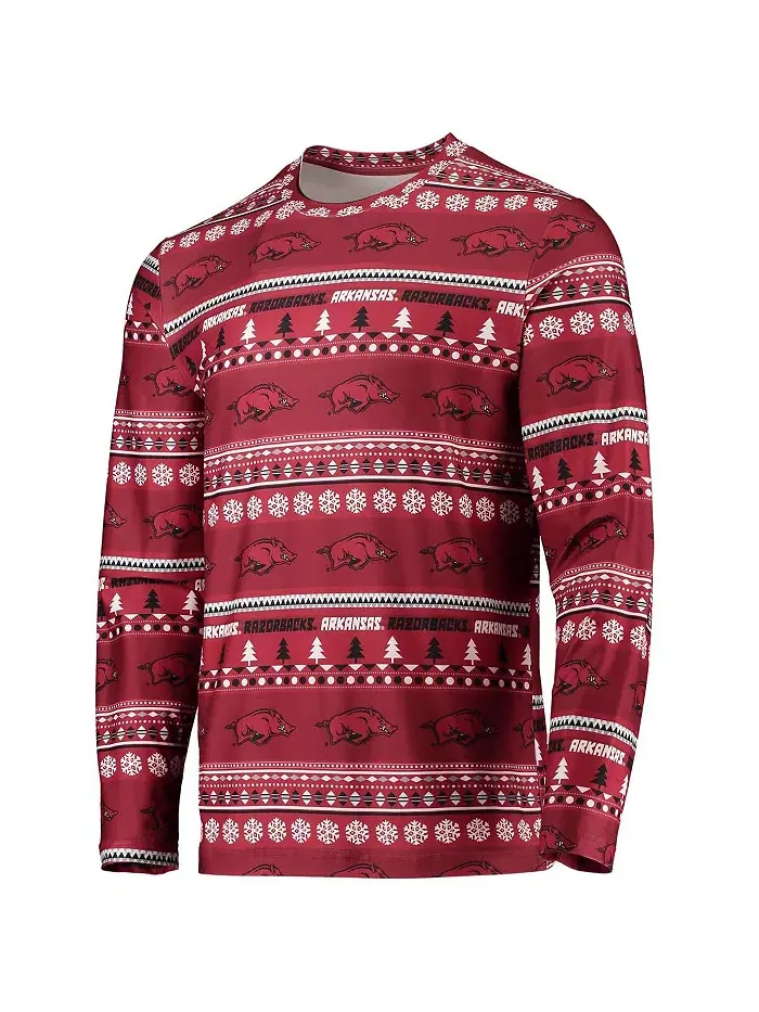Мужской комплект для сна Arkansas Razorbacks Cardinal "Ugly Sweater" с длинным рукавом: футболка и — изображение 2 из 4
