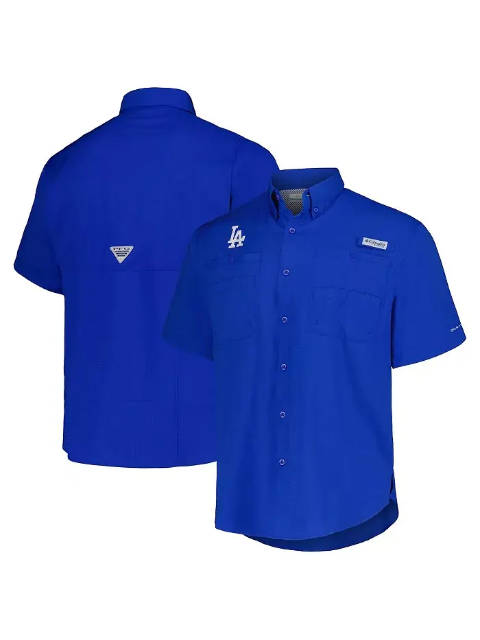 Мужская рубашка на пуговицах Royal Los Angeles Dodgers Tamiami Omni-Shade Columbia — изображение 1 из 4