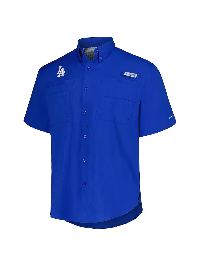 Мужская рубашка на пуговицах Royal Los Angeles Dodgers Tamiami Omni-Shade Columbia — изображение 3 из 4