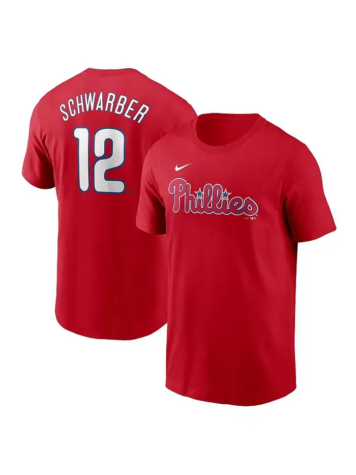 Мужская футболка Philadelphia Phillies с именем и номером Kyle Schwarber, красная, Fuse Nike — изображение 1 из 3