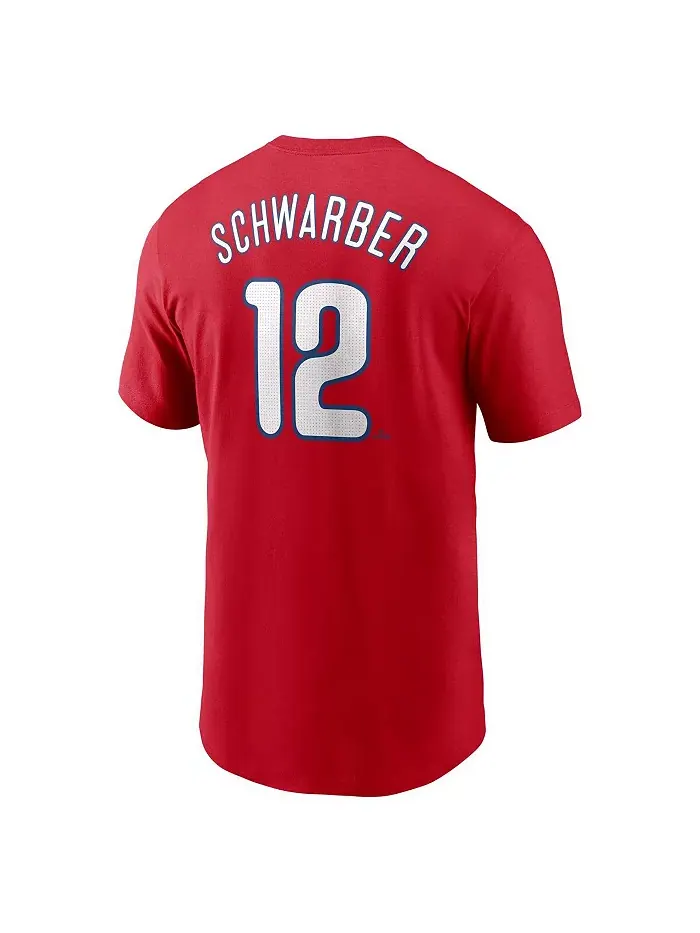 Мужская футболка Philadelphia Phillies с именем и номером Kyle Schwarber, красная, Fuse Nike — изображение 2 из 3