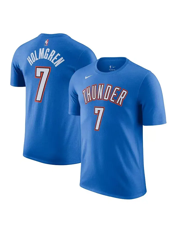 Мужская футболка Oklahoma City Thunder Icon Edition с именем и номером Чет Холмгрена, синяя Nike — изображение 1 из 3