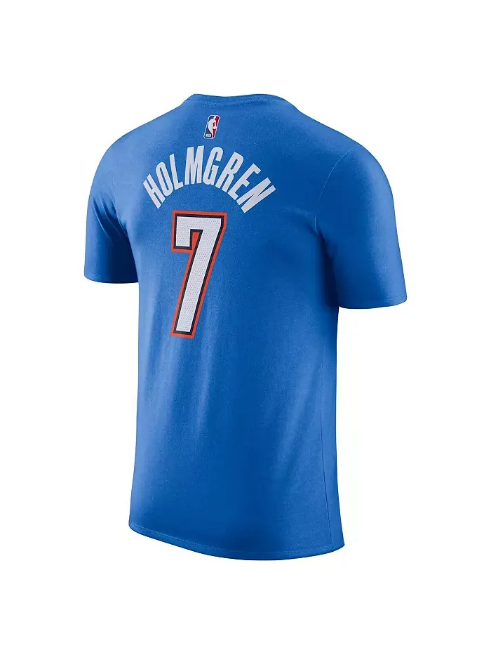Мужская футболка Oklahoma City Thunder Icon Edition с именем и номером Чет Холмгрена, синяя Nike — изображение 2 из 3