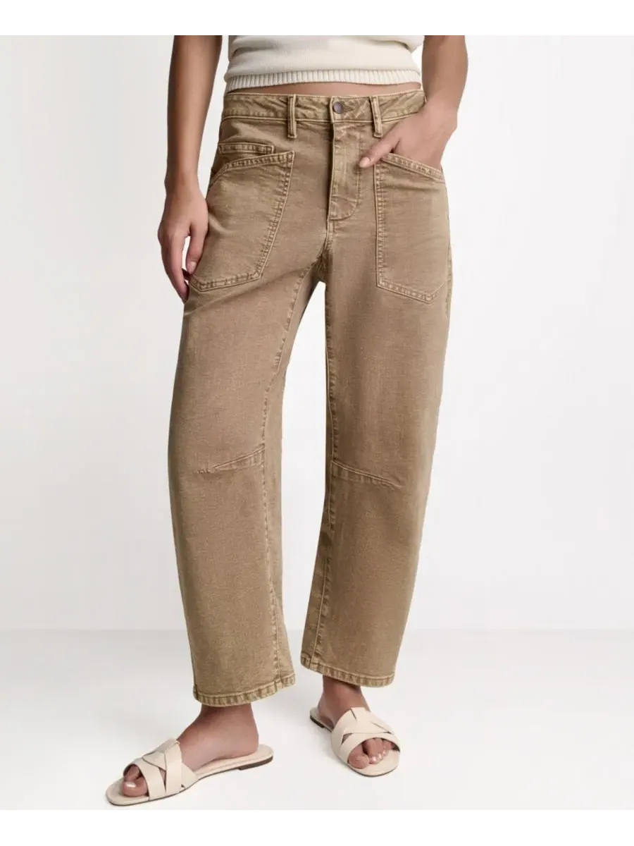 Брюки с завышенной талией и силуэтом барел-лег, модель Barrel Leg BCBG, French And Acid Wash — изображение 1 из 8