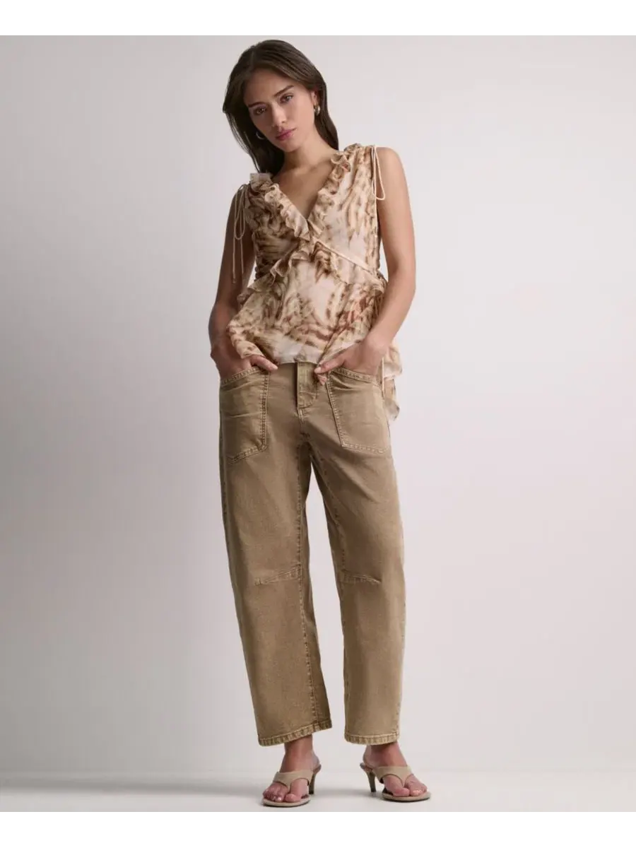 Брюки с завышенной талией и силуэтом барел-лег, модель Barrel Leg BCBG, French And Acid Wash — изображение 2 из 8
