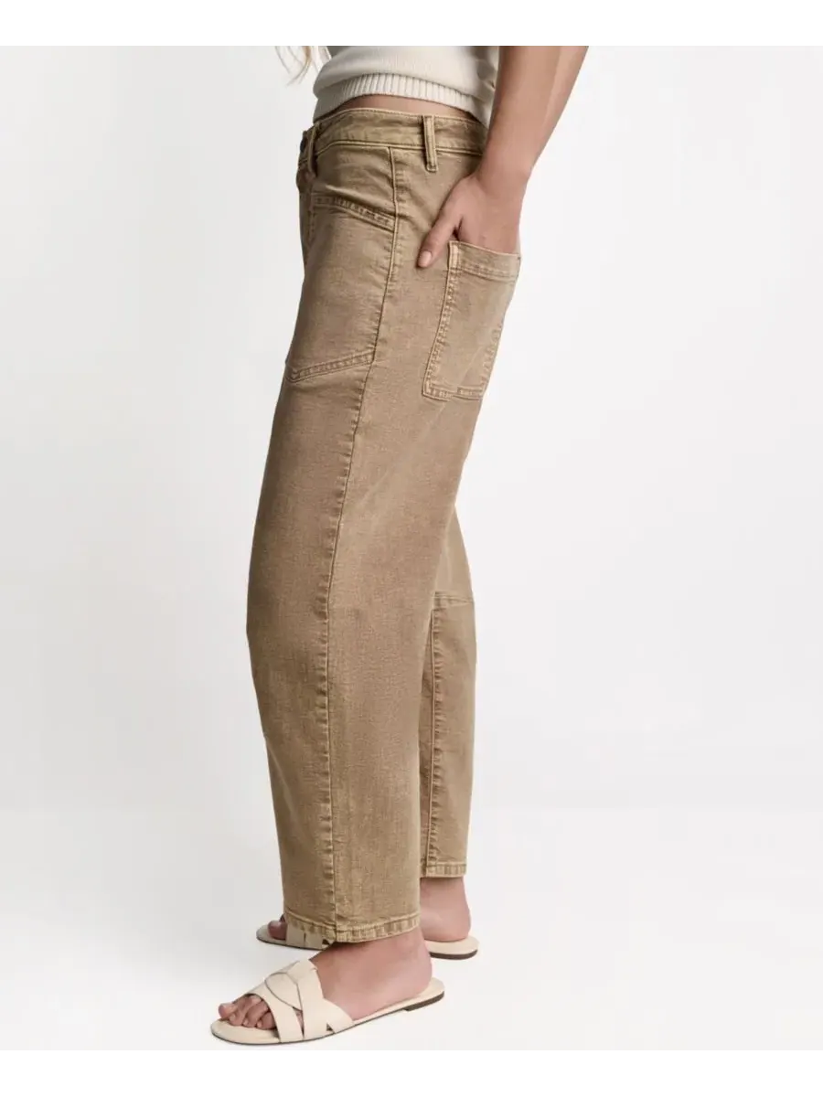 Брюки с завышенной талией и силуэтом барел-лег, модель Barrel Leg BCBG, French And Acid Wash — изображение 4 из 8