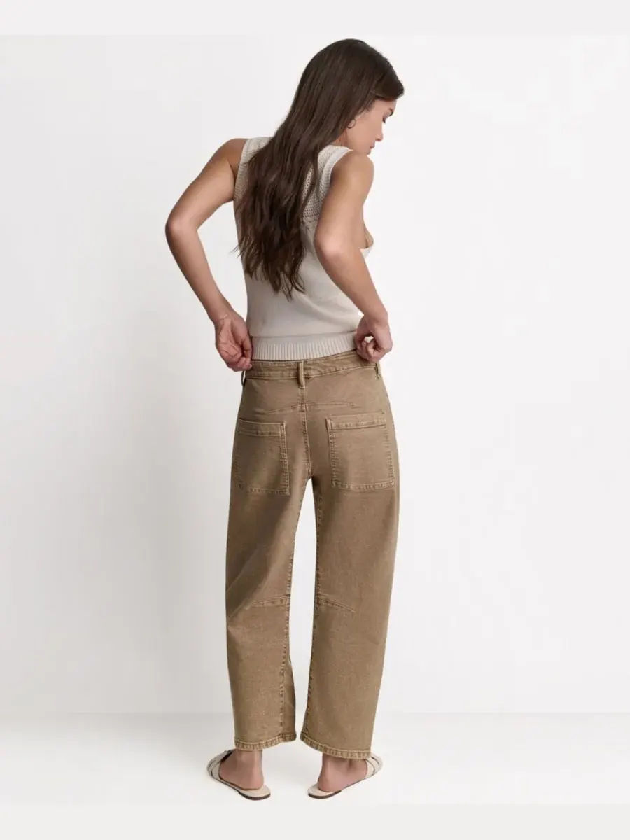 Брюки с завышенной талией и силуэтом барел-лег, модель Barrel Leg BCBG, French And Acid Wash — изображение 6 из 8