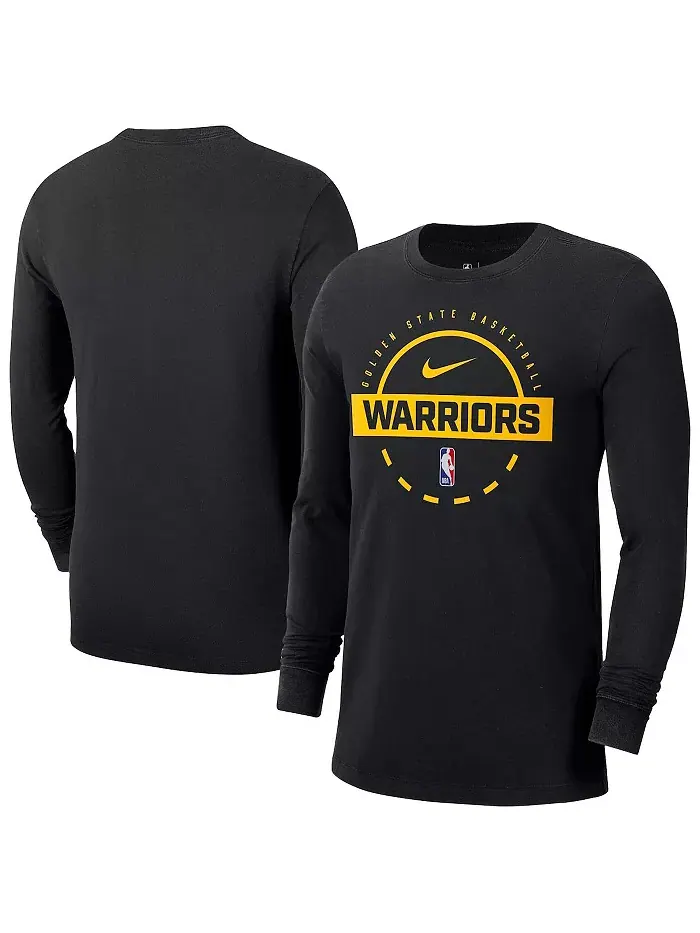 Мужская черная футболка Golden State Warriors Authentic с длинным рукавом для тренировок Nike — изображение 1 из 3