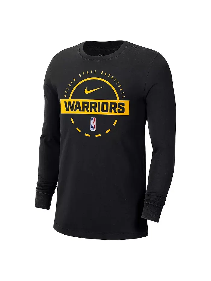 Мужская черная футболка Golden State Warriors Authentic с длинным рукавом для тренировок Nike — изображение 2 из 3
