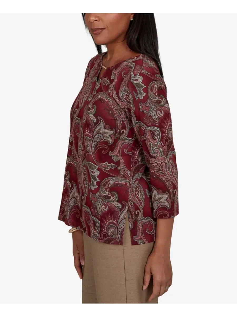 Женский топ с принтом Union Square Paisley Scroll Alfred Dunner, Cranbry — изображение 3 из 5