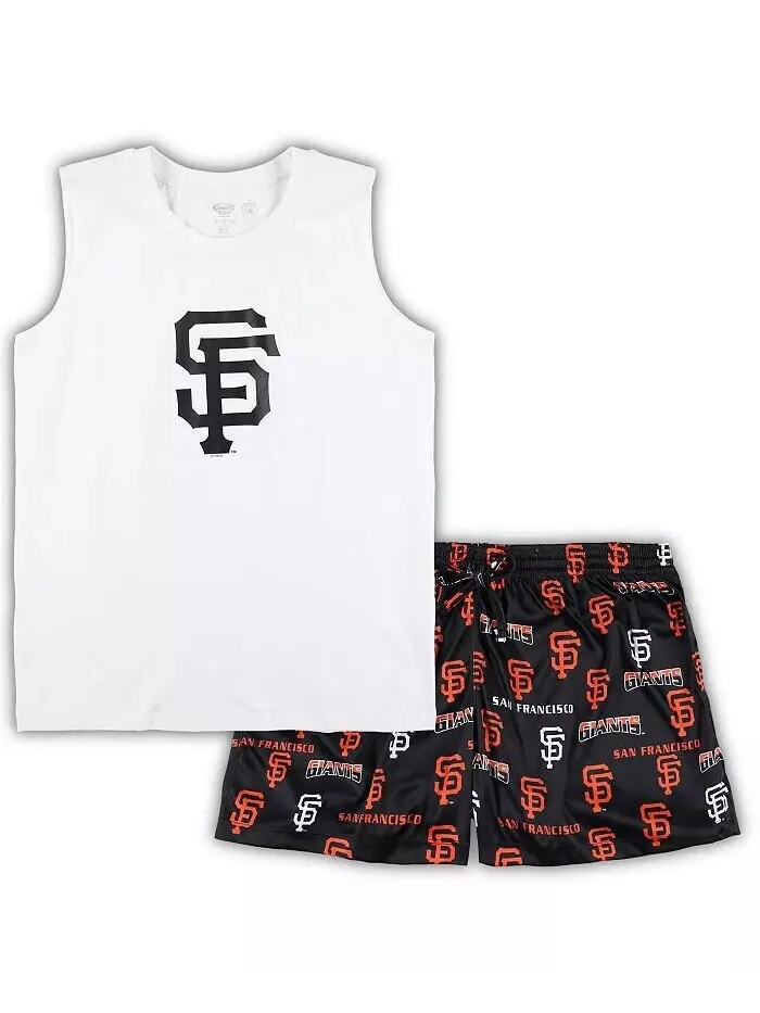 Женский комплект для сна белого и черного цвета San Francisco Giants больших размеров с майкой и — изображение 1 из 1
