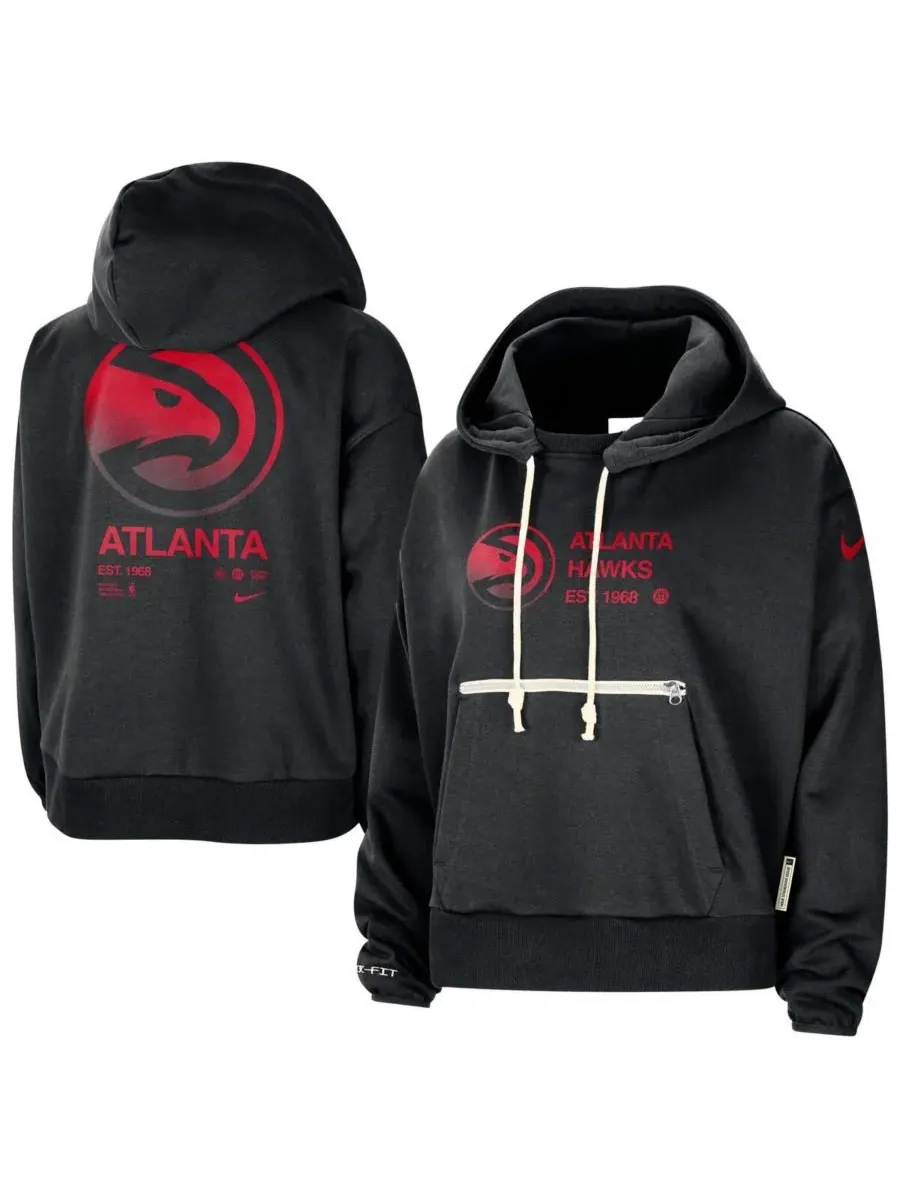 Nike Женская черная толстовка с капюшоном Atlanta Hawks Courtside Standard Issue Performance — изображение 1 из 3, черный