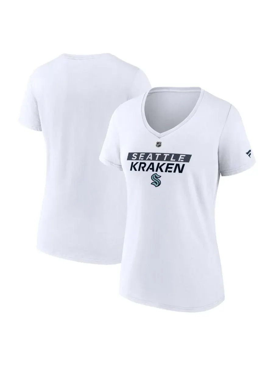 Fanatics Женская белая футболка Seattle Kraken Authentic Pro Core Primary с V-образным вырезом — изображение 1 из 3, белый