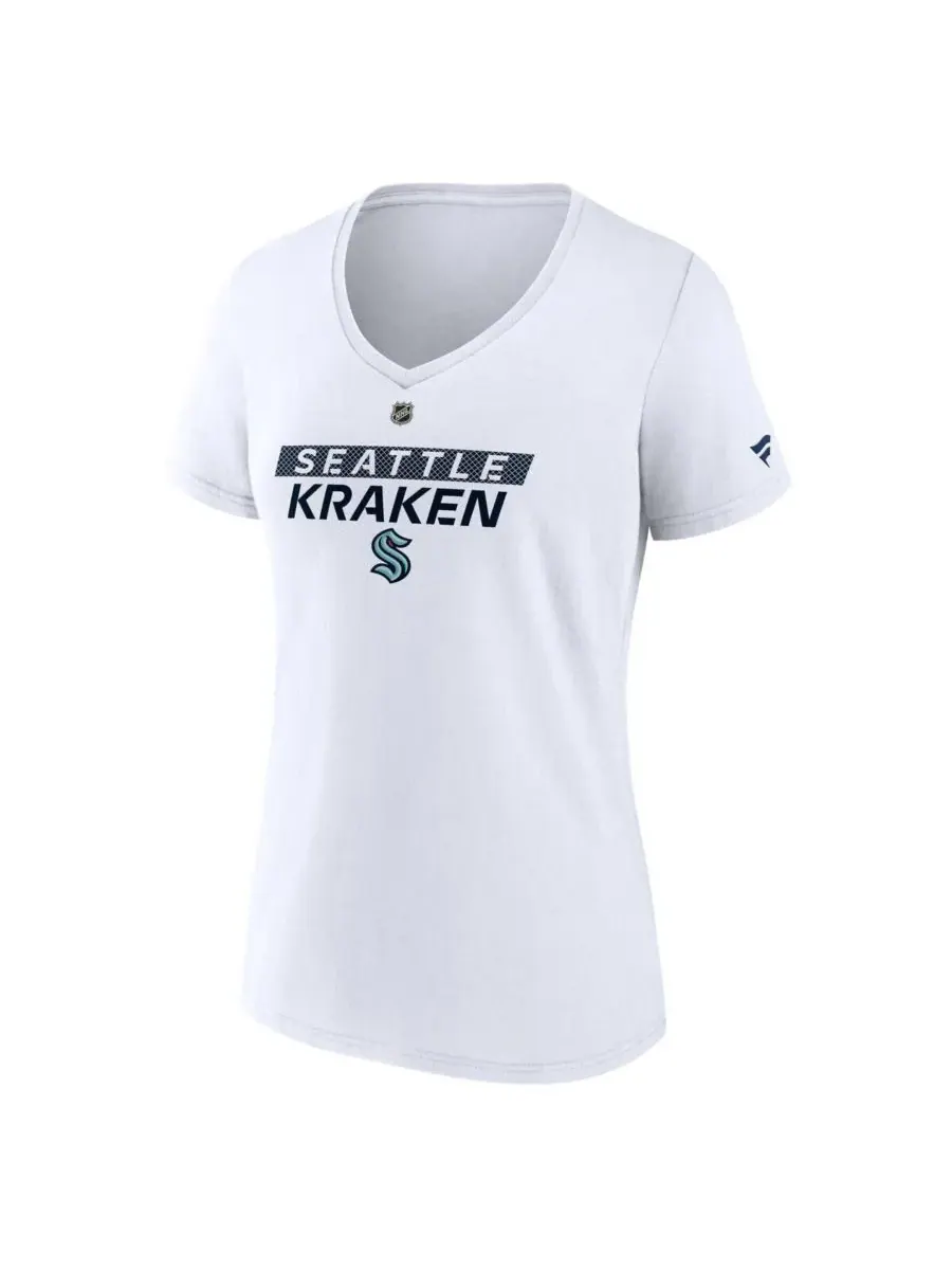 Fanatics Женская белая футболка Seattle Kraken Authentic Pro Core Primary с V-образным вырезом — изображение 2 из 3, белый