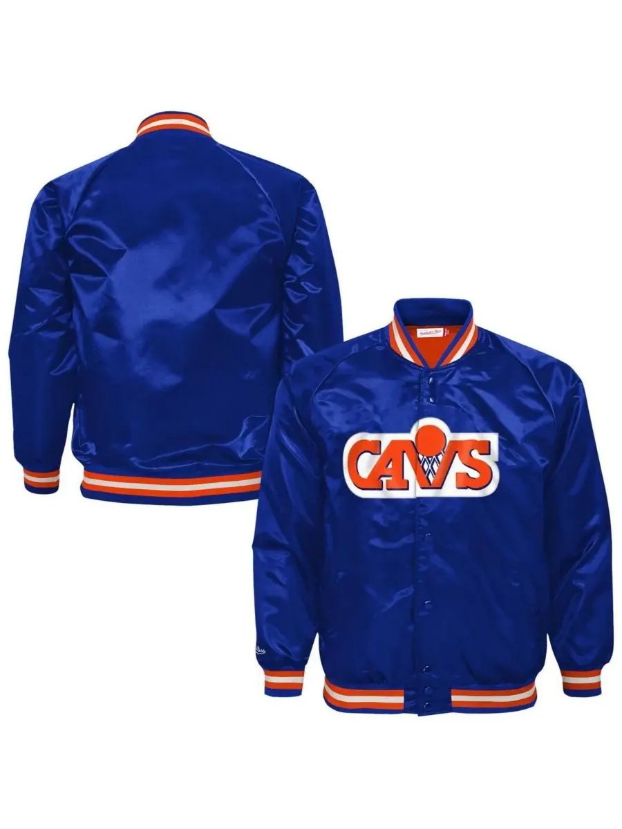 Mitchell & Ness Синяя куртка-реглан с полной застежкой для мальчиков и девочек Cleveland Cavaliers — изображение 1 из 3