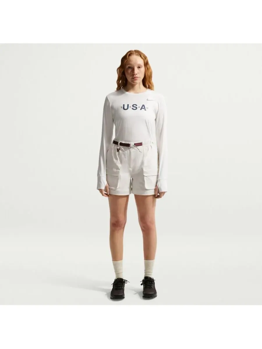 Nike Женская футболка с длинными рукавами ACG белого цвета с логотипом сборной США, технология — изображение 1 из 3, белый