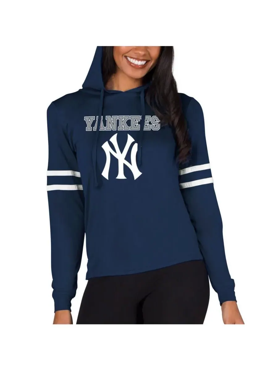 Concepts Sport Женская легкая домашняя толстовка с капюшоном New York Yankees Marathon темно-синего