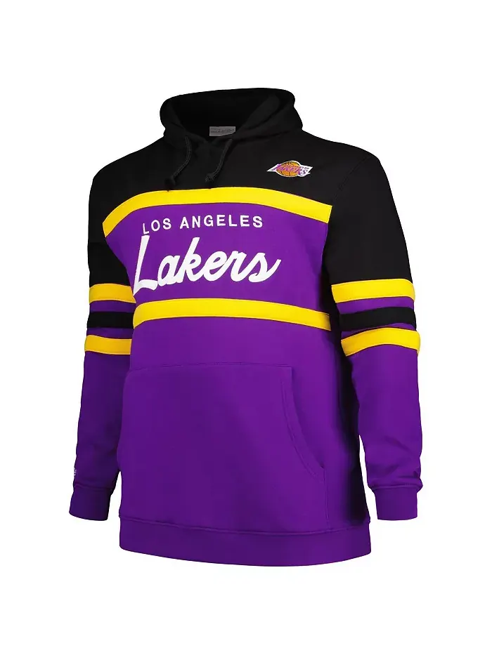 Мужская черно-фиолетовая толстовка с капюшоном Los Angeles Lakers Big Tall Hardwood Classics Head — изображение 2 из 3