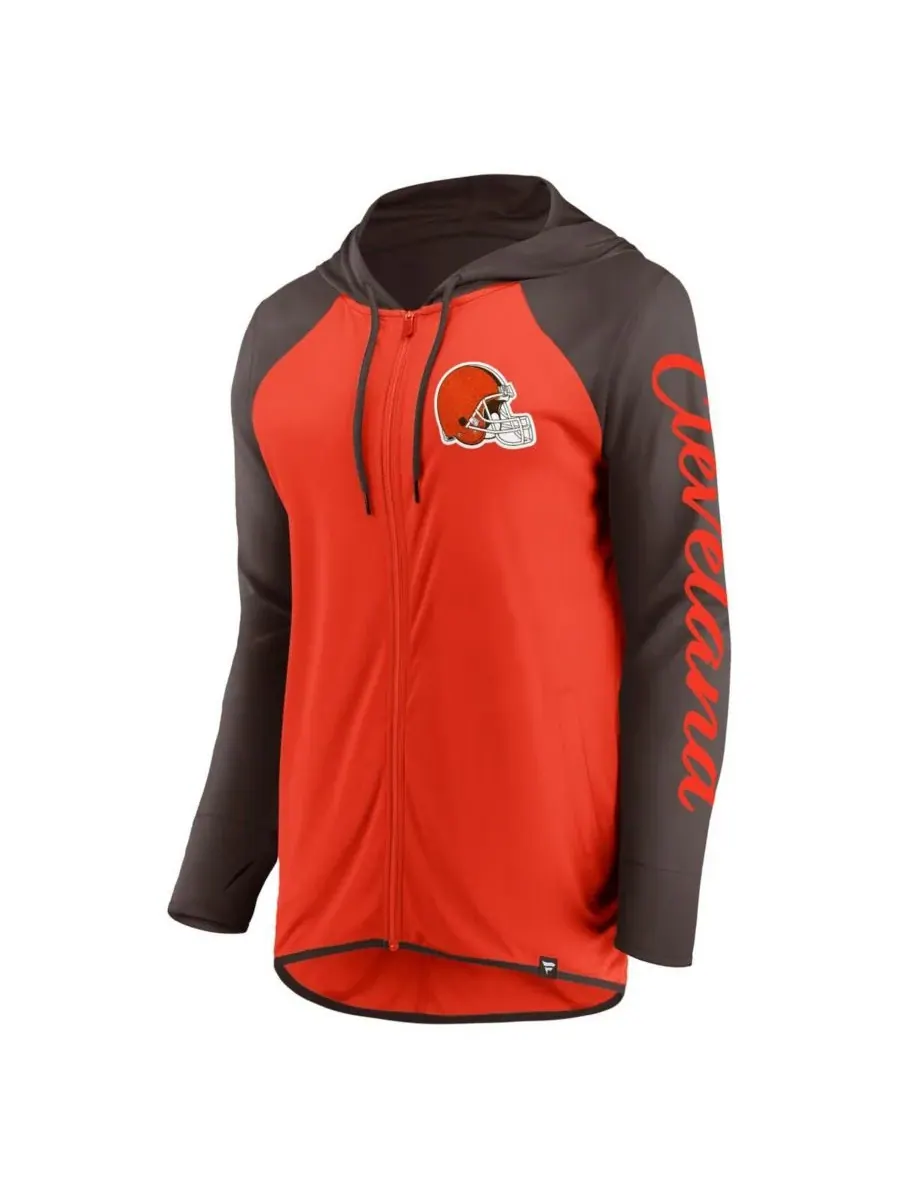 Fanatics Женская толстовка на молнии оранжево-коричневого цвета с логотипом Cleveland Browns — изображение 3 из 3