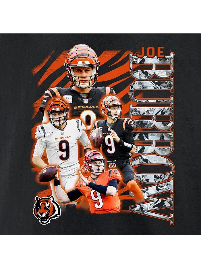 Мужская футболка с графикой "Notorious Player" Joe Burrow, черная, Cincinnati Bengals Fanatics — изображение 4 из 4