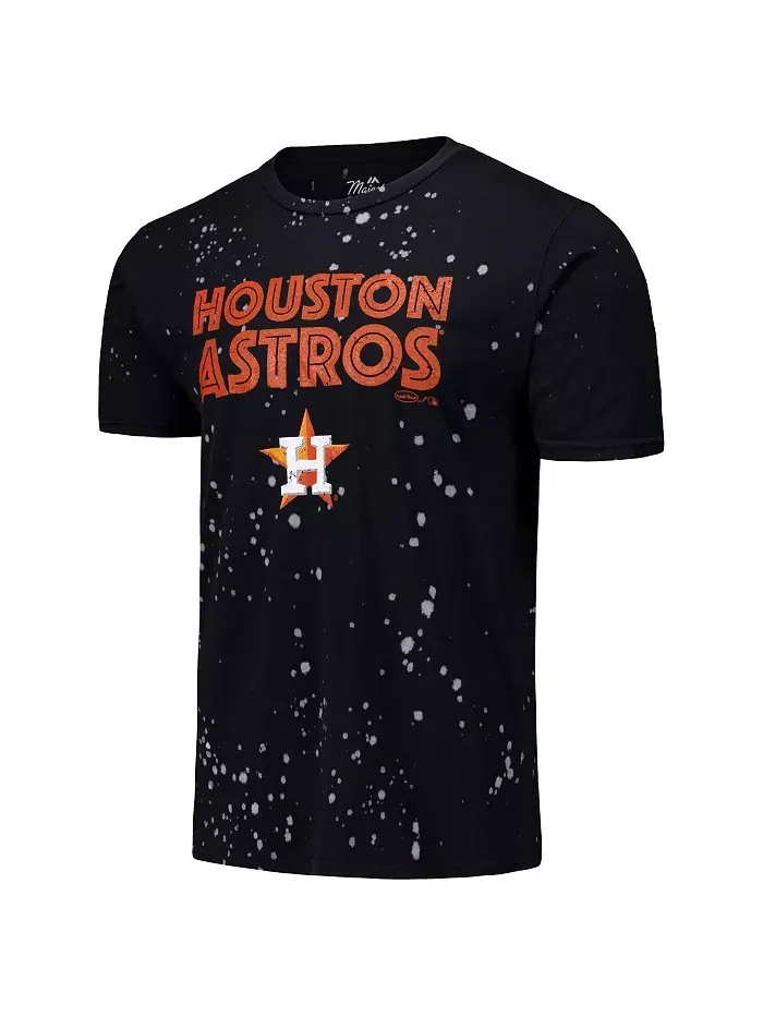 Мужская футболка Houston Astros Splatter черно-белая Majestic — изображение 3 из 3
