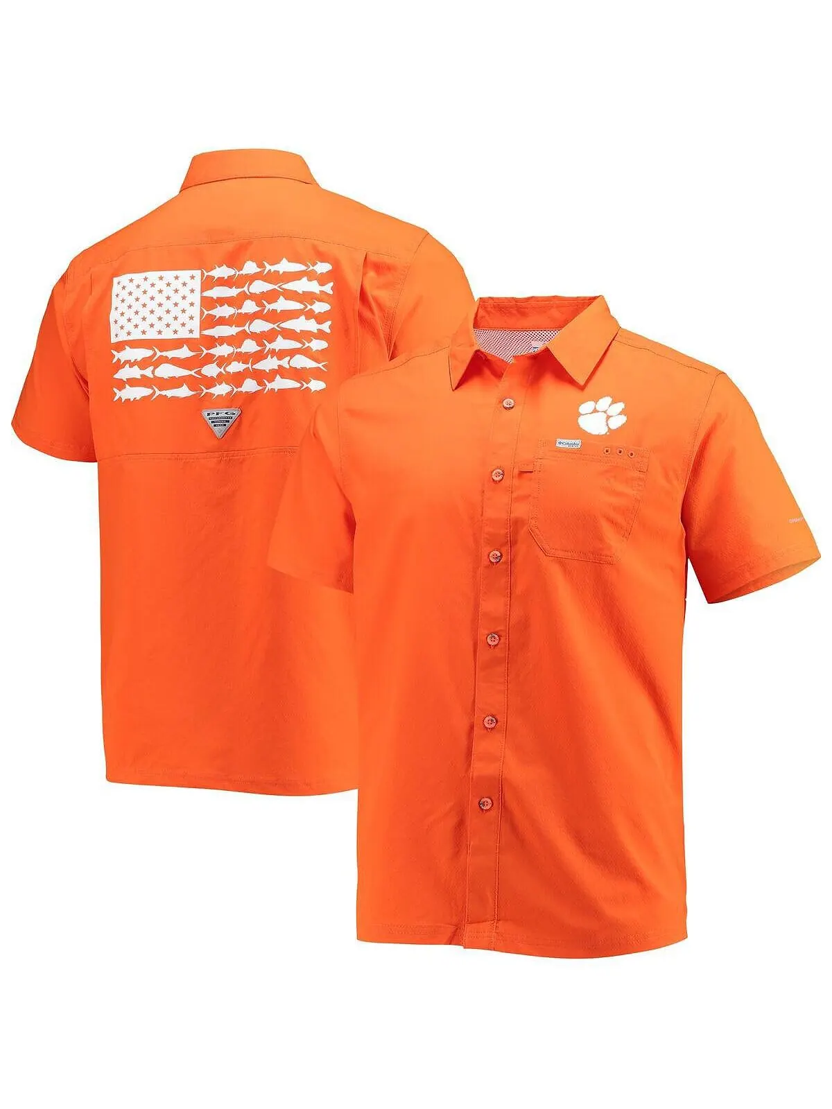 Мужская оранжевая рубашка clemson tigers slack tide camp на пуговицах Columbia — изображение 1 из 3, оранжевый