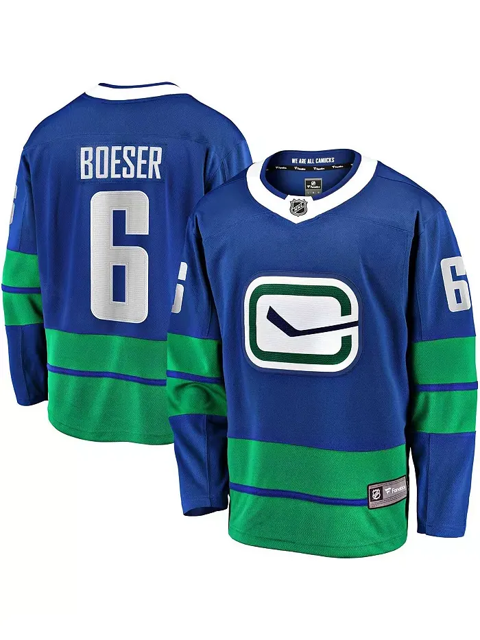 Мужская игровая джерси Vancouver Canucks Premier Breakaway Брока Бозера синего цвета Fanatics — изображение 1 из 3