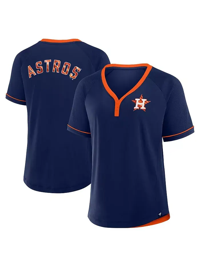Женская темно-синяя футболка Houston Astros League Diva Star с V-образным вырезом и реглан Fanatics — изображение 1 из 3