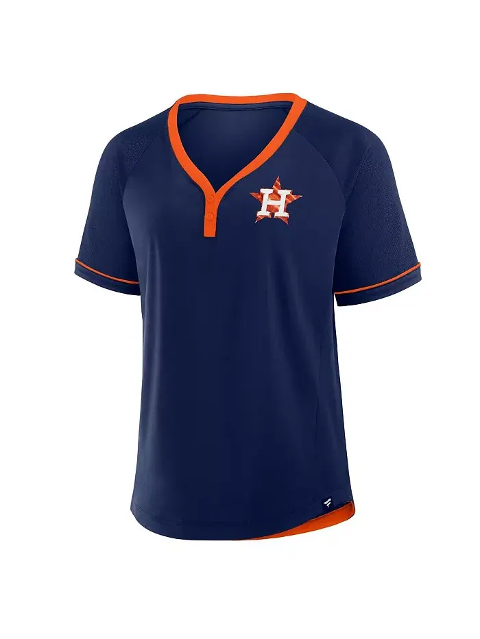 Женская темно-синяя футболка Houston Astros League Diva Star с V-образным вырезом и реглан Fanatics — изображение 2 из 3