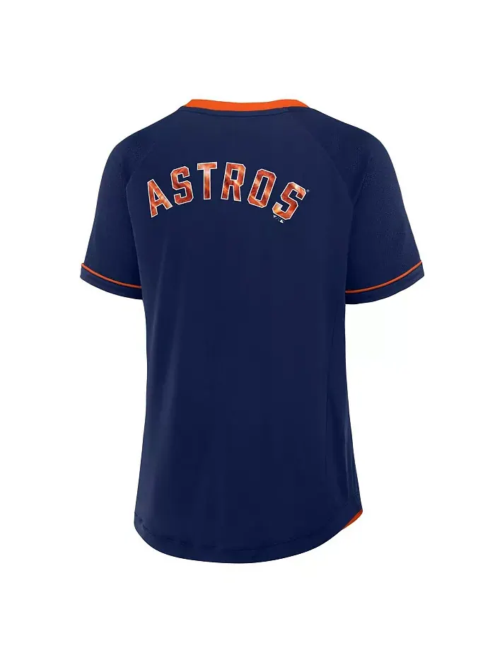 Женская темно-синяя футболка Houston Astros League Diva Star с V-образным вырезом и реглан Fanatics — изображение 3 из 3