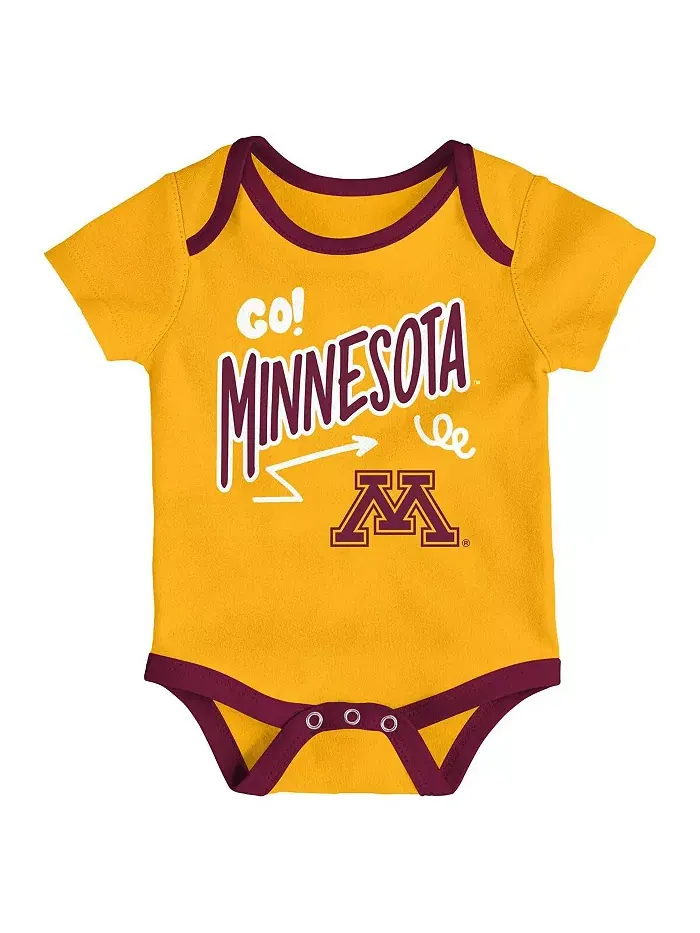 Комплект из 3-х игровых боди Minnesota Golden Gophers для мальчиков и девочек Outerstuff — изображение 3 из 4