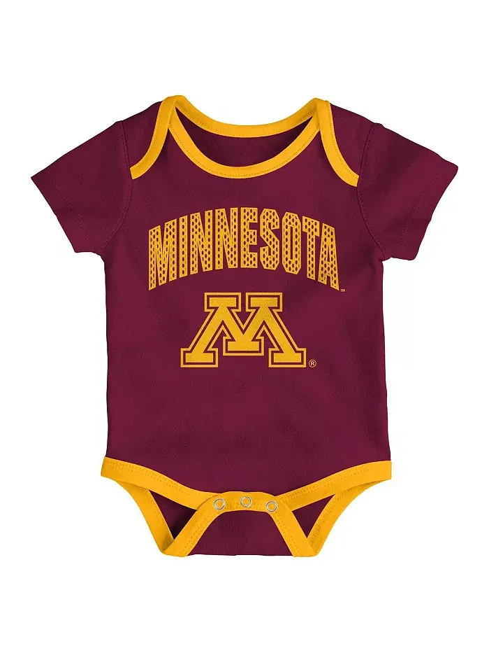 Комплект из 3-х игровых боди Minnesota Golden Gophers для мальчиков и девочек Outerstuff — изображение 4 из 4