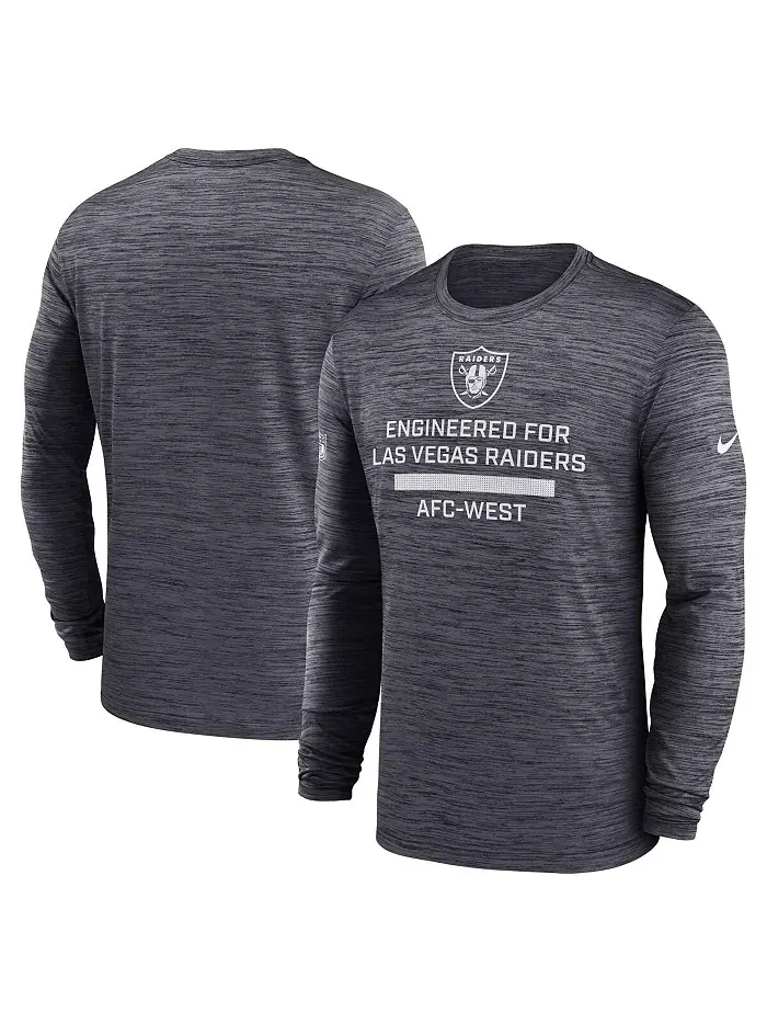 Мужская черная футболка с длинным рукавом Las Vegas Raiders Sideline Velocity Performance Nike — изображение 1 из 3
