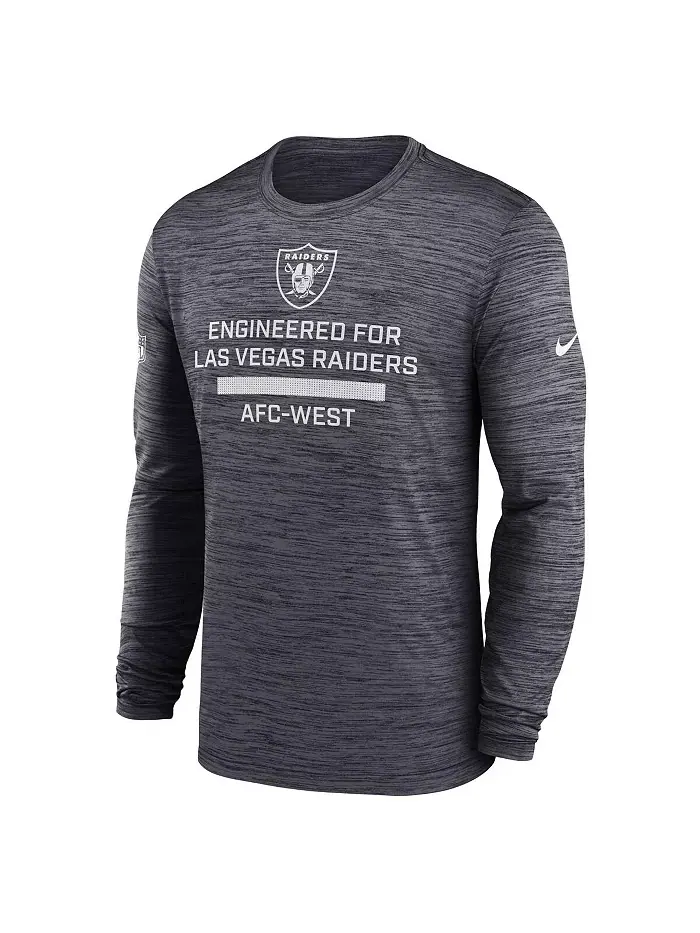 Мужская черная футболка с длинным рукавом Las Vegas Raiders Sideline Velocity Performance Nike — изображение 2 из 3