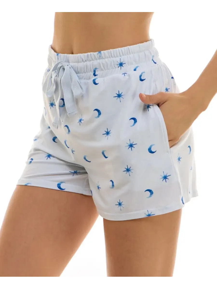 Женские пижамные шорты с имитацией сборки, комплект из 2 штук Jaclyn Intimates, Moon Star — изображение 4 из 9
