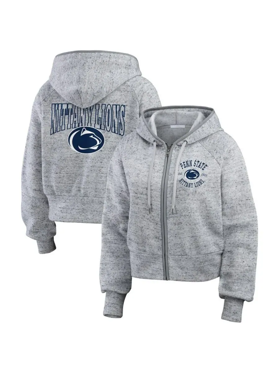 WEAR by Erin Andrews Женская толстовка на молнии с рукавами реглан и принтом "Penn State Nittany — изображение 1 из 3, серый