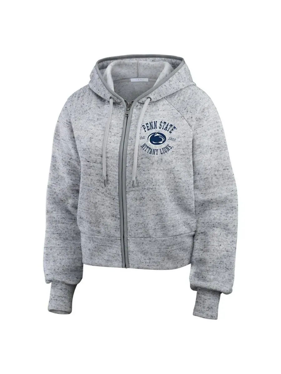 WEAR by Erin Andrews Женская толстовка на молнии с рукавами реглан и принтом "Penn State Nittany — изображение 2 из 3, серый