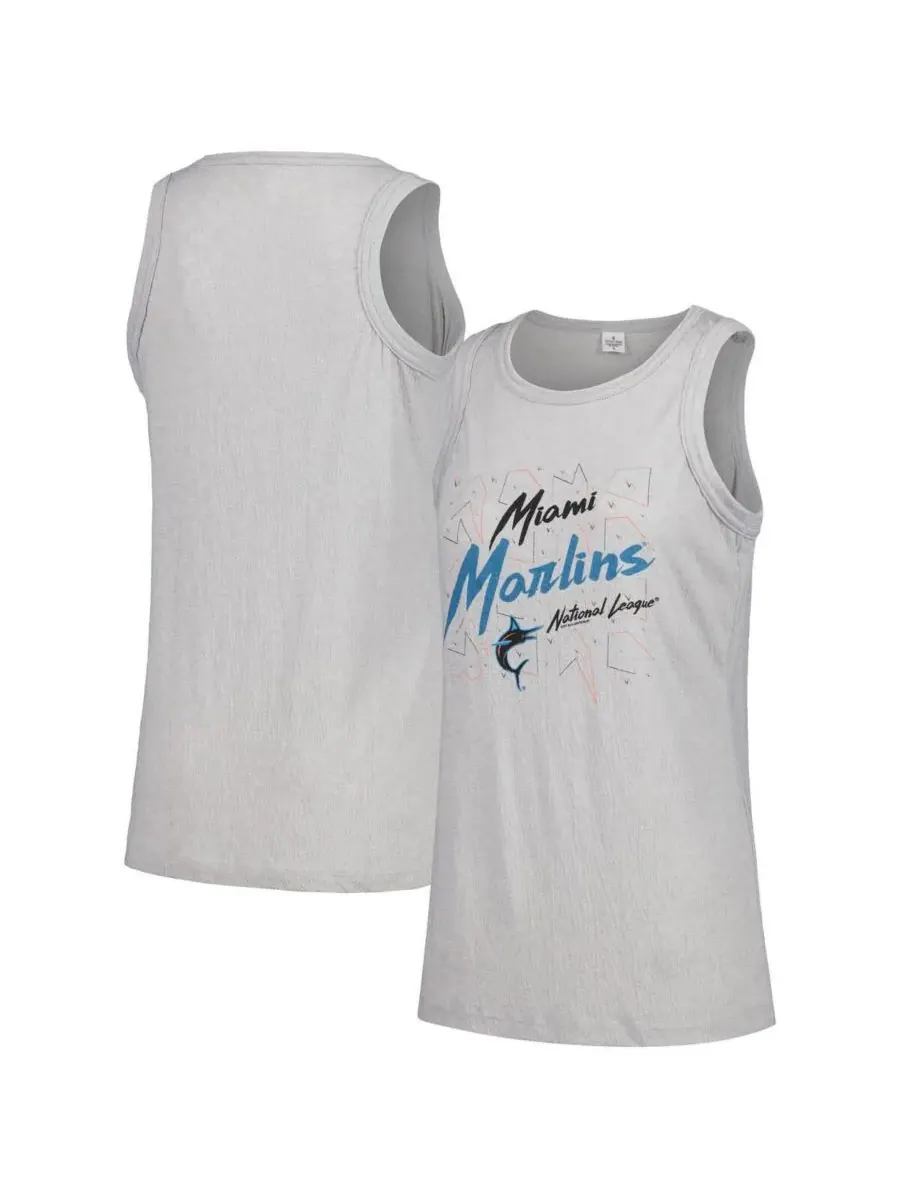 Soft As A Grape Женская серая майка с высоким воротником из марли с символикой команды Miami Marlins — изображение 1 из 3