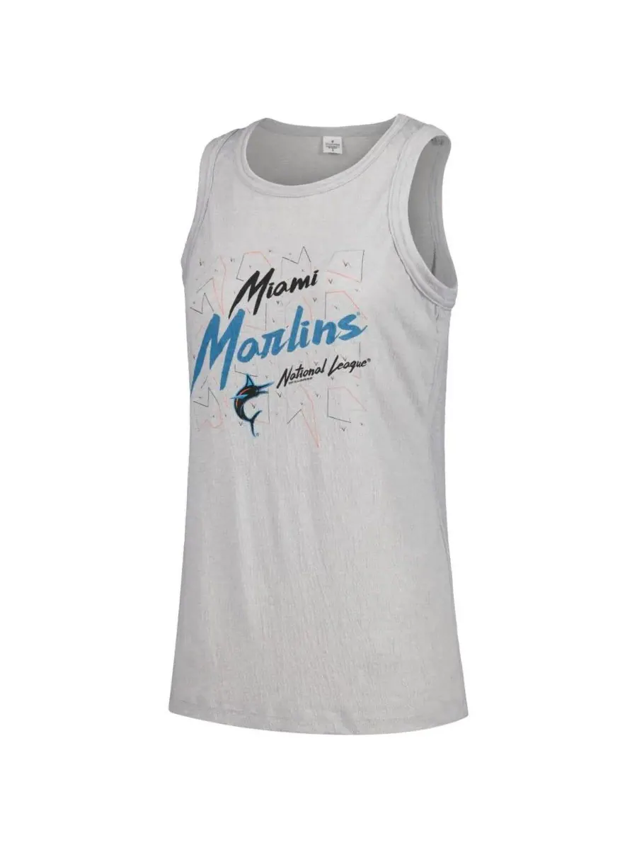Soft As A Grape Женская серая майка с высоким воротником из марли с символикой команды Miami Marlins — изображение 3 из 3