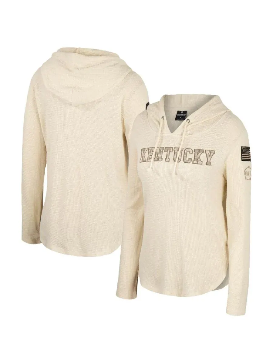 Colosseum Женская кремовая толстовка с длинным рукавом Kentucky Wildcats OHT Military Appreciation — изображение 1 из 4
