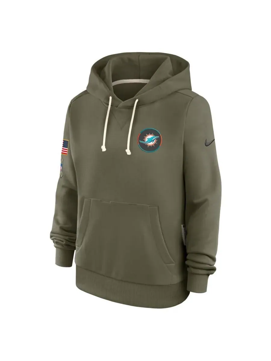 Nike Женская худи Olive Miami Dolphins 2025 Salute to Service Sideline Standard Issue Dri-FIT — изображение 4 из 5, оливковый