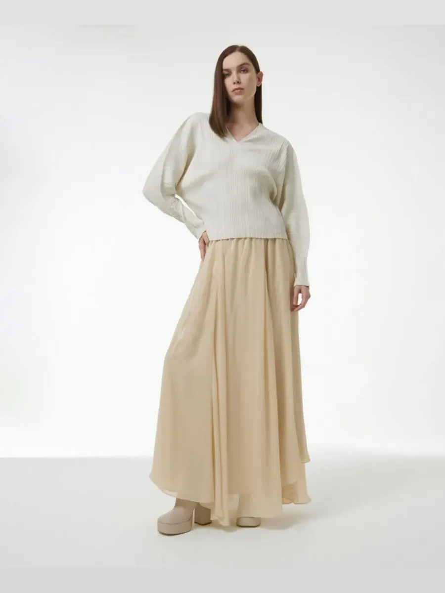 Женская асимметричная юбка с эластичным поясом Leem, Neutrals