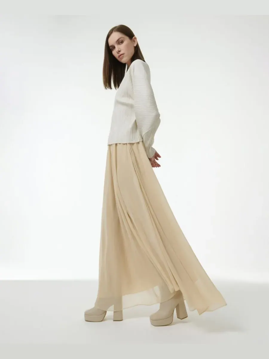 Женская асимметричная юбка с эластичным поясом Leem, Neutrals — изображение 3 из 5