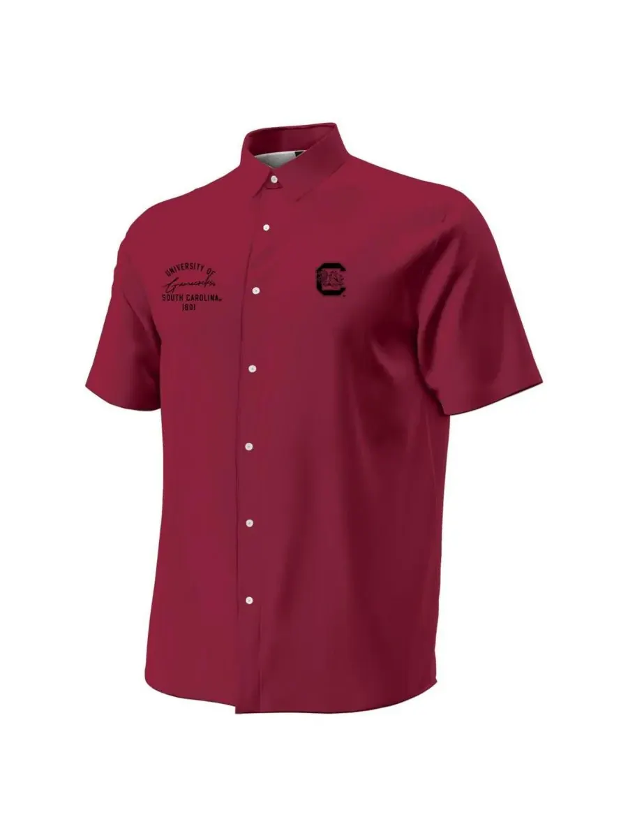 Мужская рубашка Garnet South Carolina Gamecocks Gameday ArmourFuse Camp Button-Up Shirt Under Armour — изображение 2 из 3