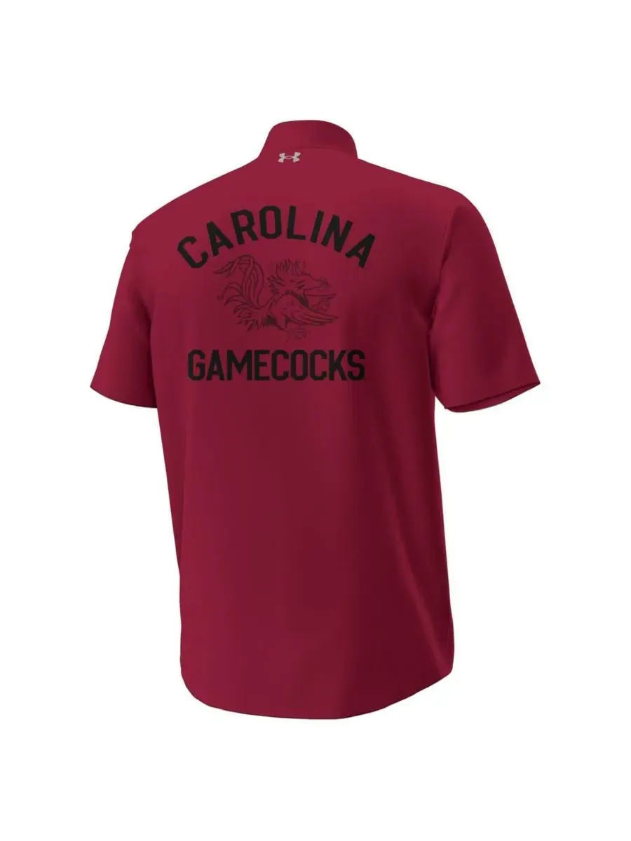 Мужская рубашка Garnet South Carolina Gamecocks Gameday ArmourFuse Camp Button-Up Shirt Under Armour — изображение 3 из 3